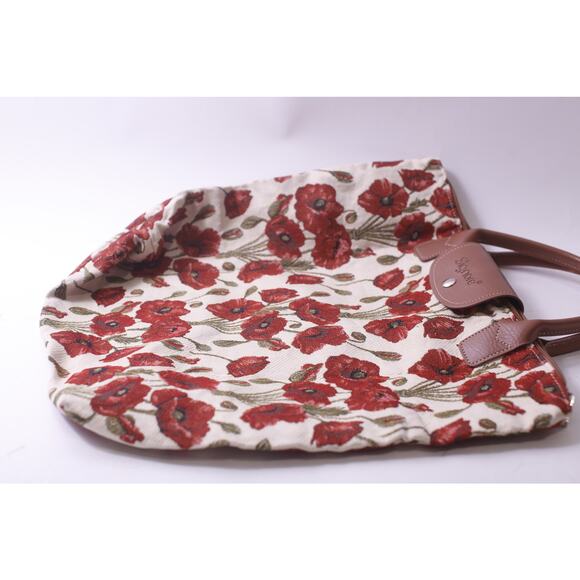 Tapestry, Embroidered, Signare, Poppies, Tote Bag, Red Flowers, Purse, Handbag, - Picture 3 of 4